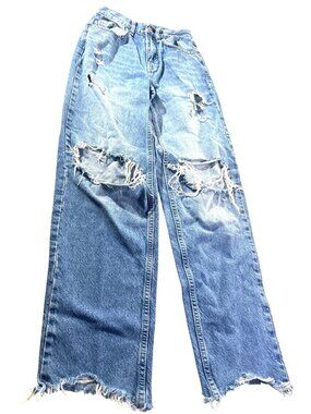 BDG Urban Outfitters High-Rise Baggy Distressed Blue Denim Jeans Size 24
